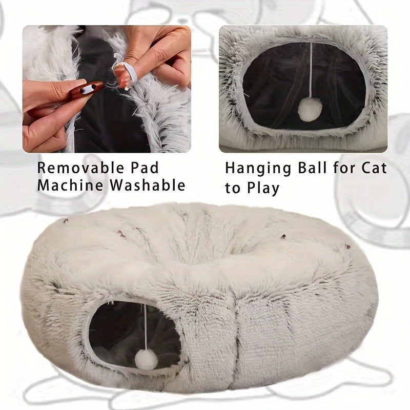 Cat nest pet cat tunnel plush warm cat tunnel foldable detachable and washable multi-functional splicing cat channel