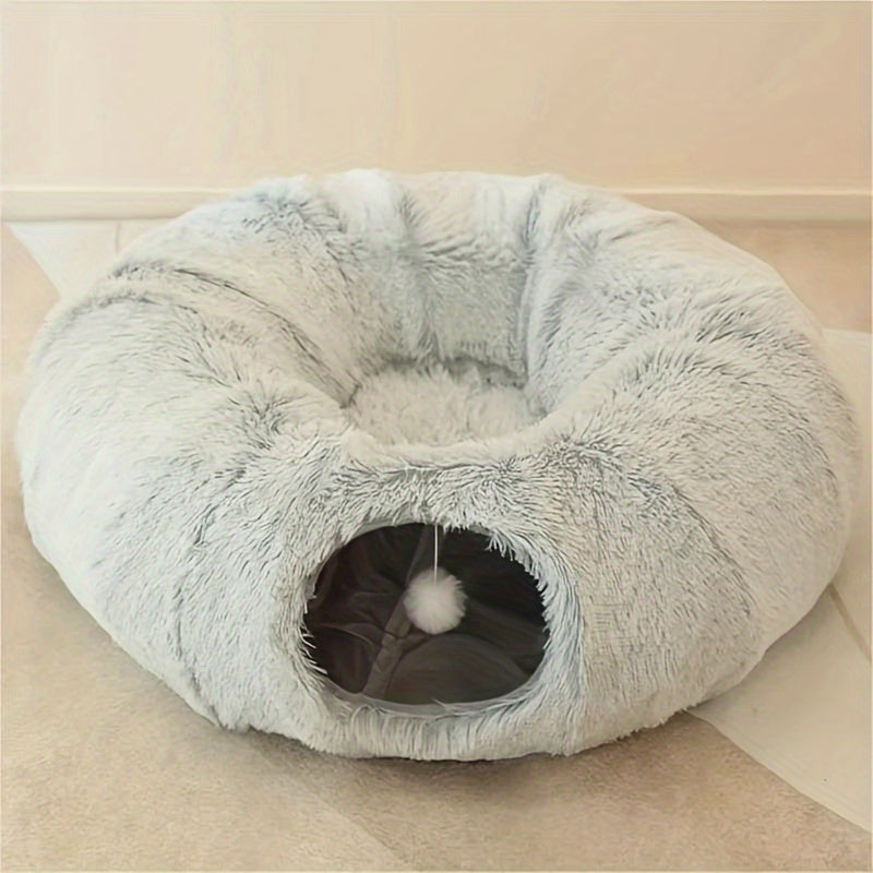 Cat nest pet cat tunnel plush warm cat tunnel foldable detachable and washable multi-functional splicing cat channel