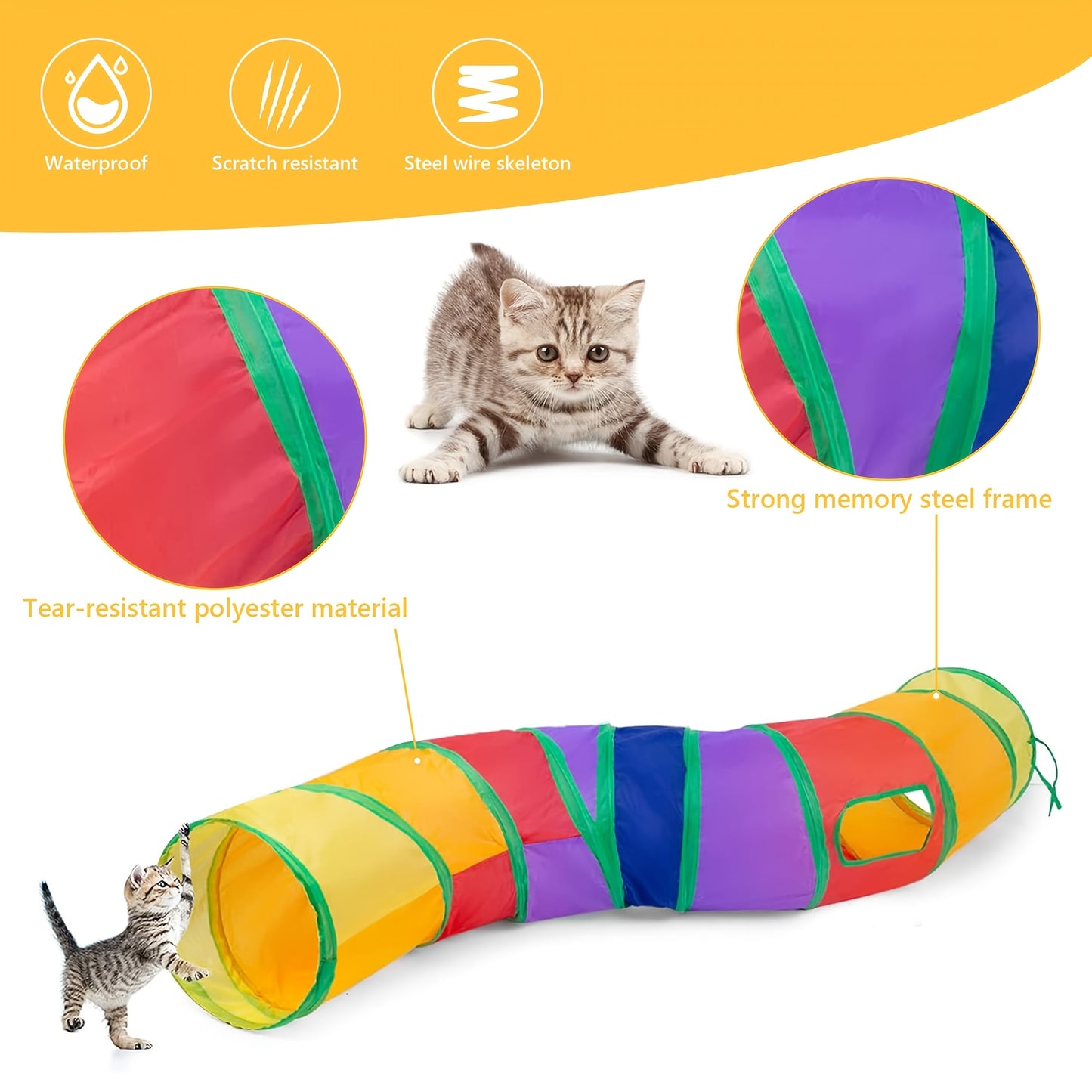 22pcs Cat Toys Kitten Toy Set Folding Camouflage Cat Tunnel Indoor Interactive Pet Toys Teaser Cat Feather Toy Colorful Mouse Plush Ball Bell Ball Toy Kit Kitten Puppy (Colorful)