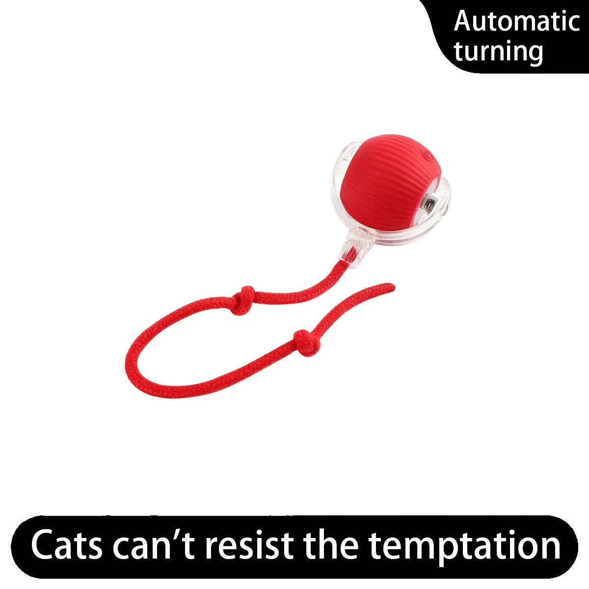 Interactive Cat Toy with Red LED Light, Motion-Activated Rolling Ball for Indoor Cats, USB Rechargeable, Suitable for All Breeds, Stripe Pattern, Plastic - Ideal for Carpet Use, Cat Toys for Indoor Cats, Automatic, Ball