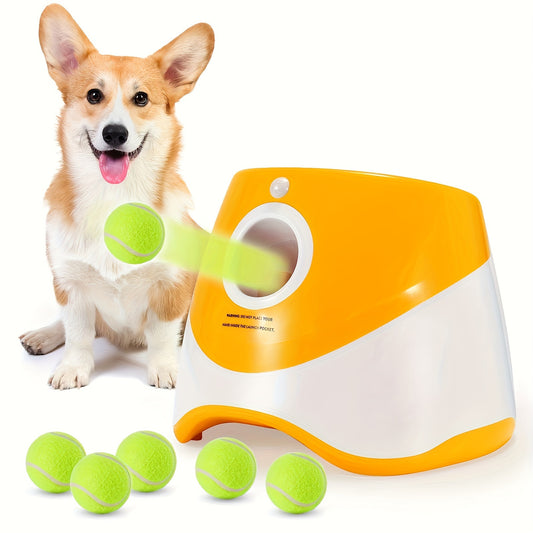 3-Distance Automatic Dog Ball Launcher with 3 Mini Tennis Balls, Rechargeable Lithium Battery, USB Charging, Interactive Indoor Outdoor Dog Toy with Multiple Color Options (Green, Blue, Lime Green)