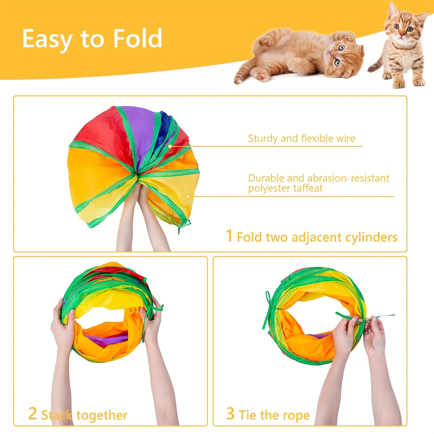 22pcs Cat Toys Kitten Toy Set Folding Camouflage Cat Tunnel Indoor Interactive Pet Toys Teaser Cat Feather Toy Colorful Mouse Plush Ball Bell Ball Toy Kit Kitten Puppy (Colorful)