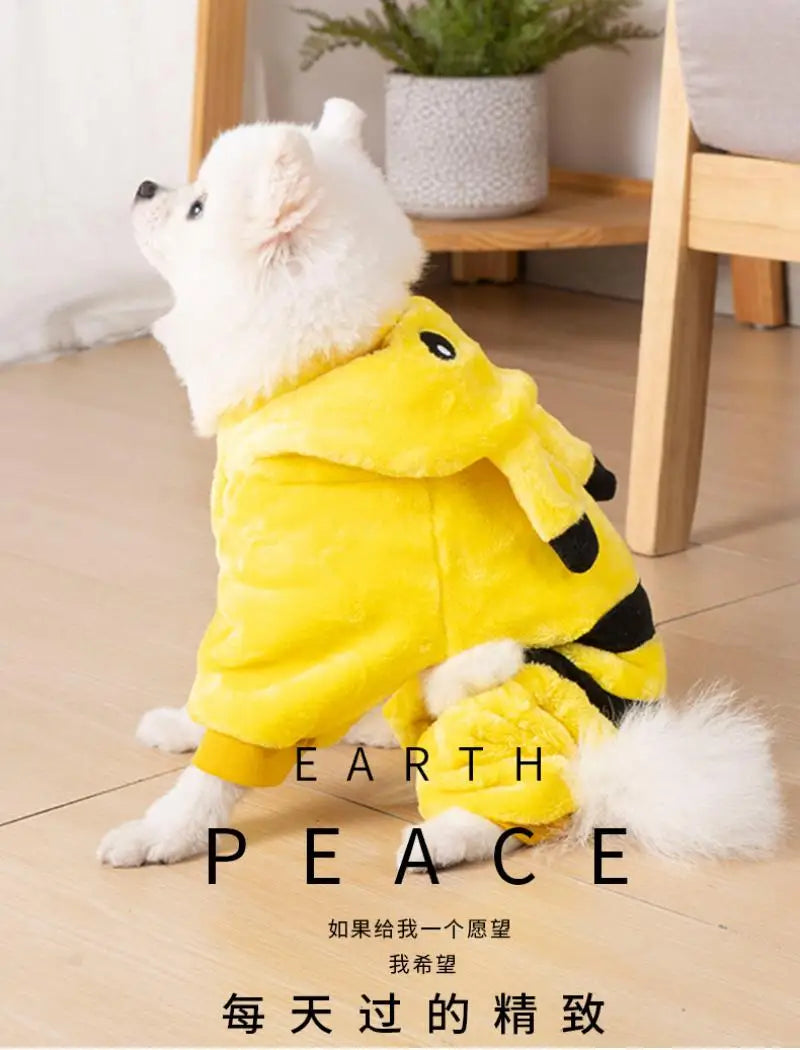 Anime Cartoon Pokemon Pet Clothing Kawaii Pikachu Autumn Winter Coral Fleece Warm Clothing Cute Cats and Dogs Christmas Gift