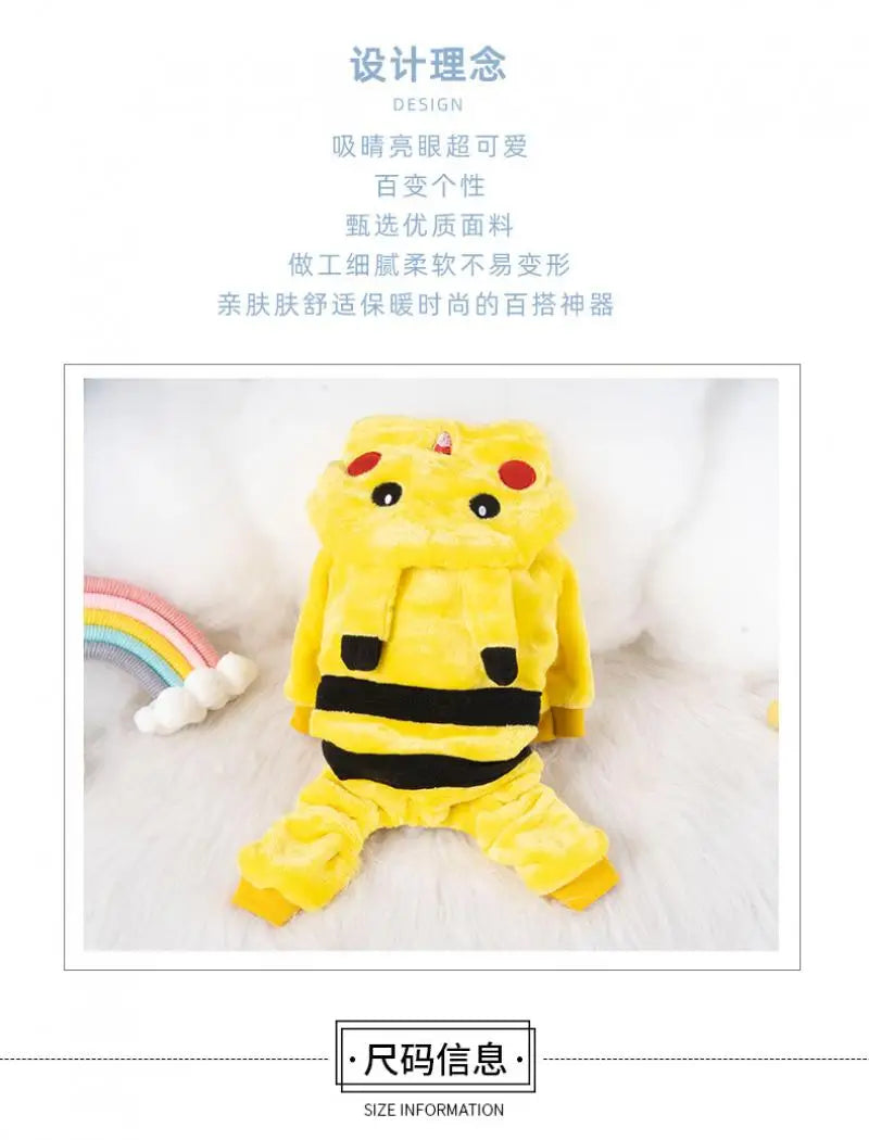 Anime Cartoon Pokemon Pet Clothing Kawaii Pikachu Autumn Winter Coral Fleece Warm Clothing Cute Cats and Dogs Christmas Gift