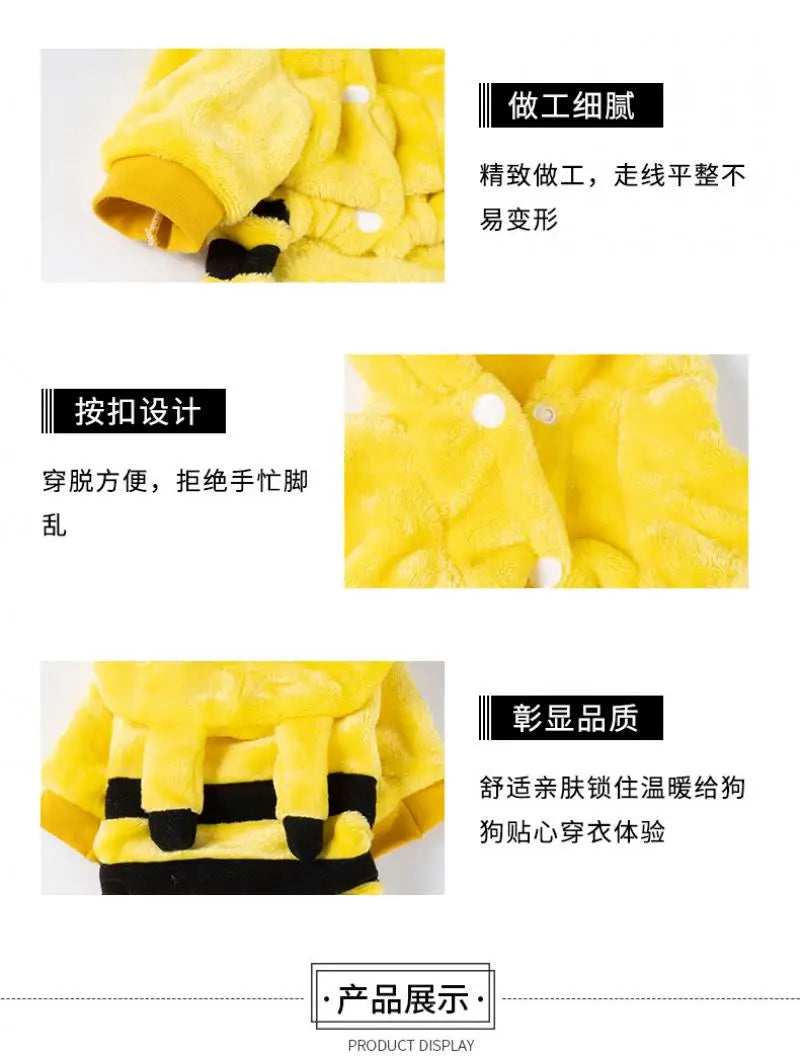 Anime Cartoon Pokemon Pet Clothing Kawaii Pikachu Autumn Winter Coral Fleece Warm Clothing Cute Cats and Dogs Christmas Gift