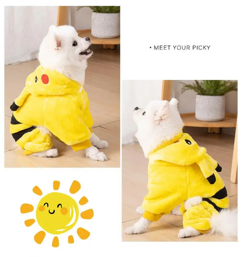 Anime Cartoon Pokemon Pet Clothing Kawaii Pikachu Autumn Winter Coral Fleece Warm Clothing Cute Cats and Dogs Christmas Gift