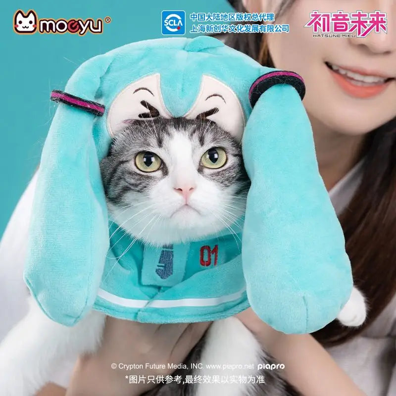 20Cm Anime Hatsune Miku Diy Pet Doll Clothing Cartoon Cute Mini Plush Shawl Doll Head Cover Kawaii Kitten Costume Cute Gift