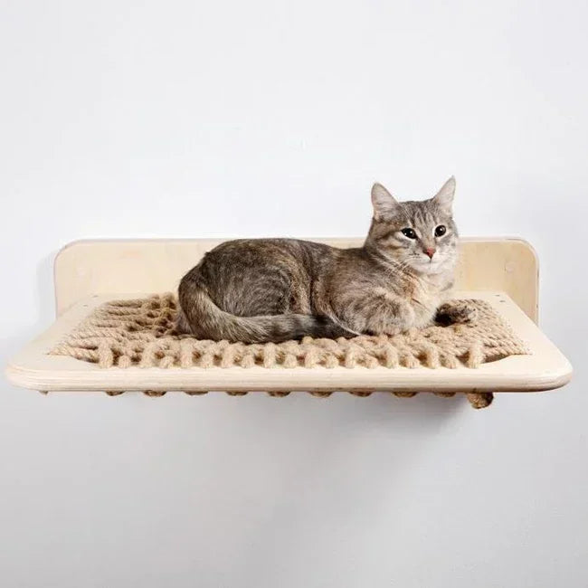 Pet Products Wood Wall Hanging Bobcat Bed Indoor Furniture Wooden Cat Hammock