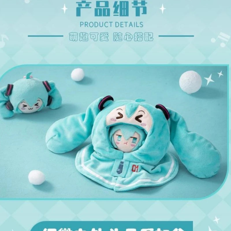 20Cm Anime Hatsune Miku Diy Pet Doll Clothing Cartoon Cute Mini Plush Shawl Doll Head Cover Kawaii Kitten Costume Cute Gift