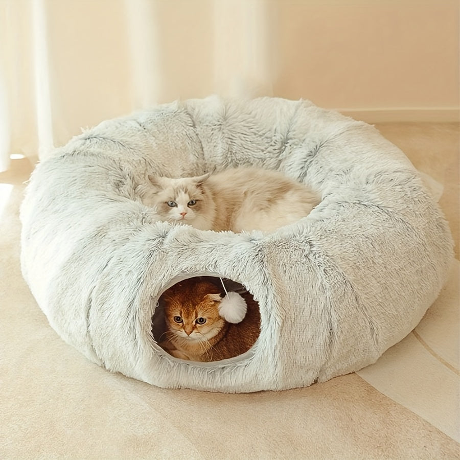 Cat nest pet cat tunnel plush warm cat tunnel foldable detachable and washable multi-functional splicing cat channel